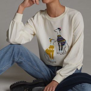 Anthropologie Maeve Ski Pups Graphic Sweatshirt